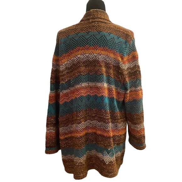 Alfred Dunner‎ Walnut Grove Striped Pointelle Cardigan Sweater Sz 1X - Picture 4 of 14